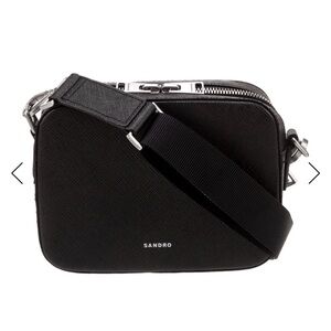 Sandro Black Leather Crossbody Bag